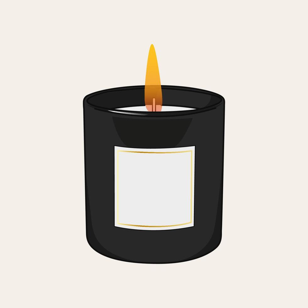 Aromatic candle illustration. Ayurveda,spa, wellness and beauty routine concept. Aromatherapy and ralax design elements. Home fragrances,cute hygge home decoration vector