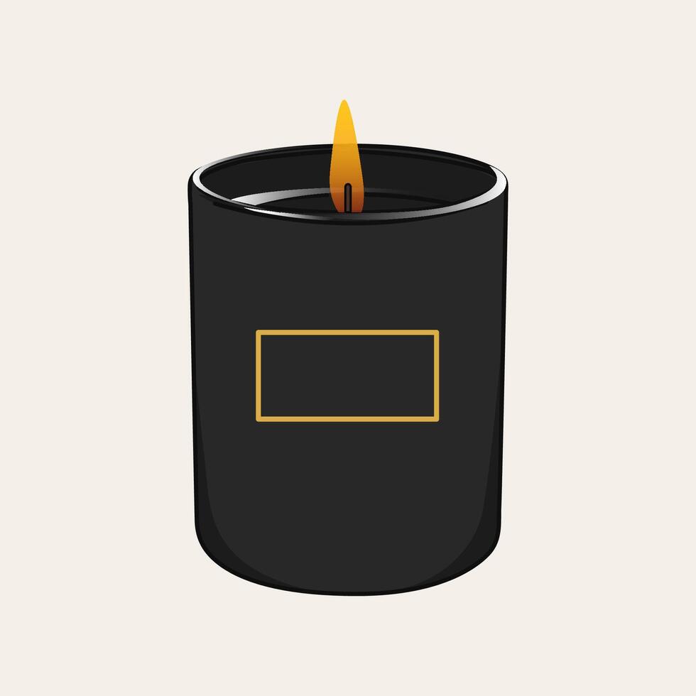 Aromatic candle illustration. Ayurveda,spa, wellness and beauty routine concept. Aromatherapy and ralax design elements. Home fragrances,cute hygge home decoration vector