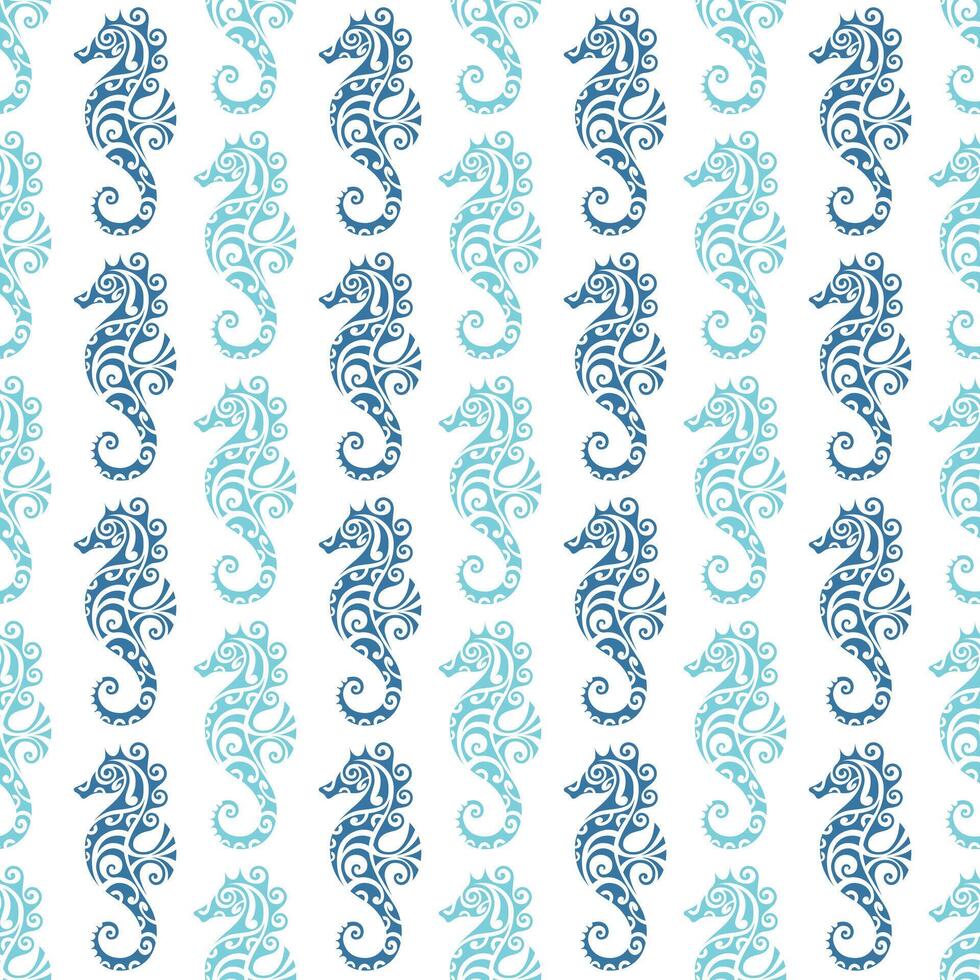 seamless pattern with seahorse maori style vector