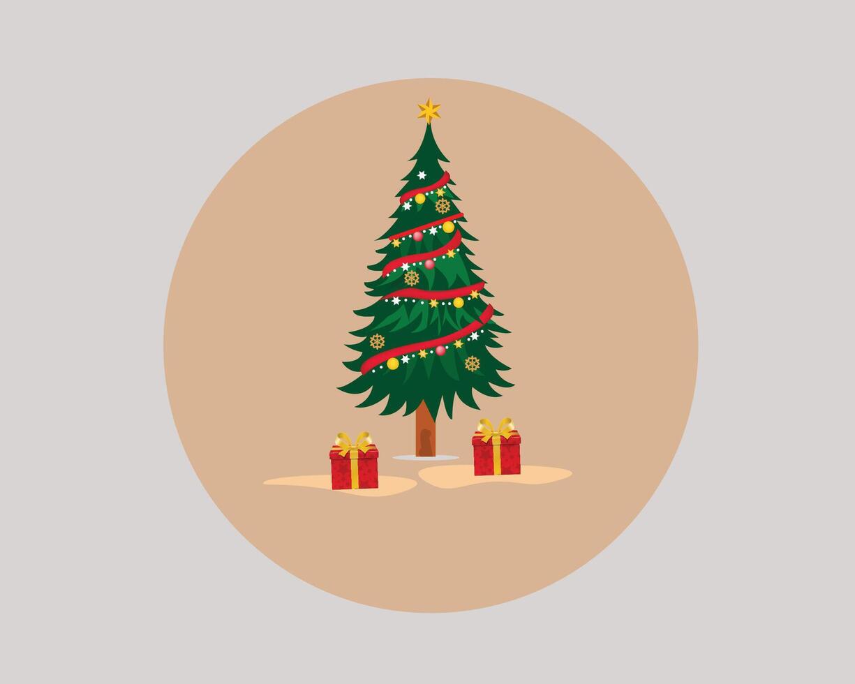 Christmas tree with gifts vector