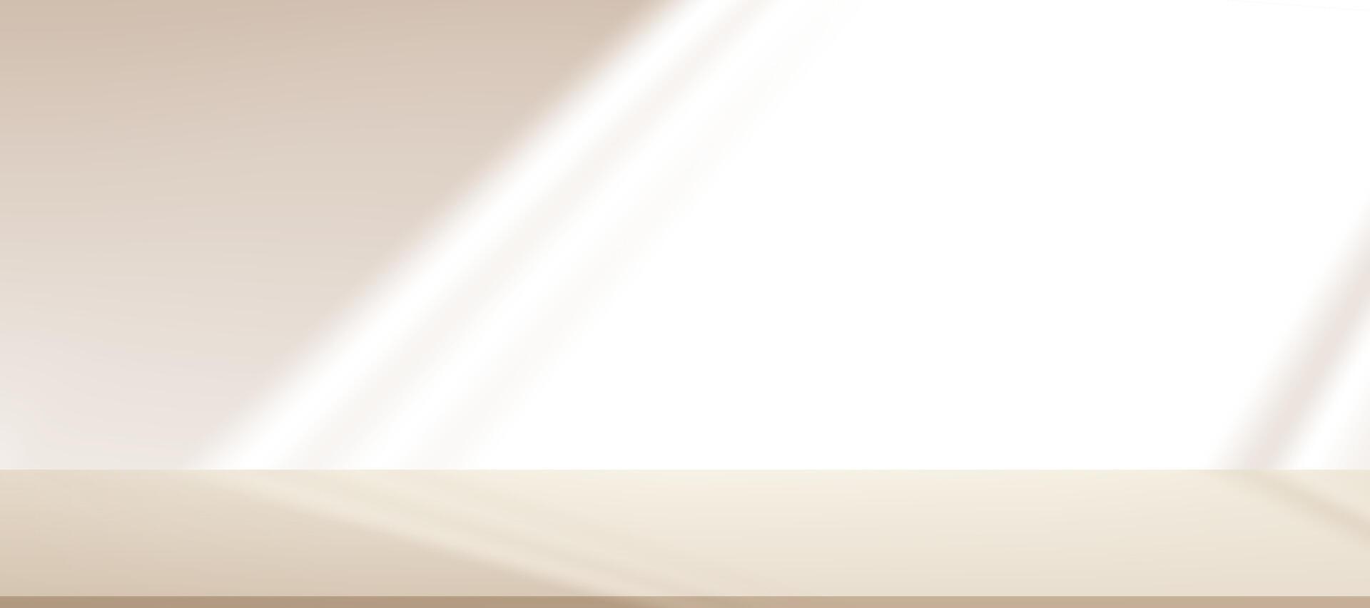 Background Beige Wall Studio with Shadow and Light on Surface Texture on floor,Spring Backdrop Empty Room with Podium Display and Top Shelf Bar for Product,Template Banner for Autumn collection vector