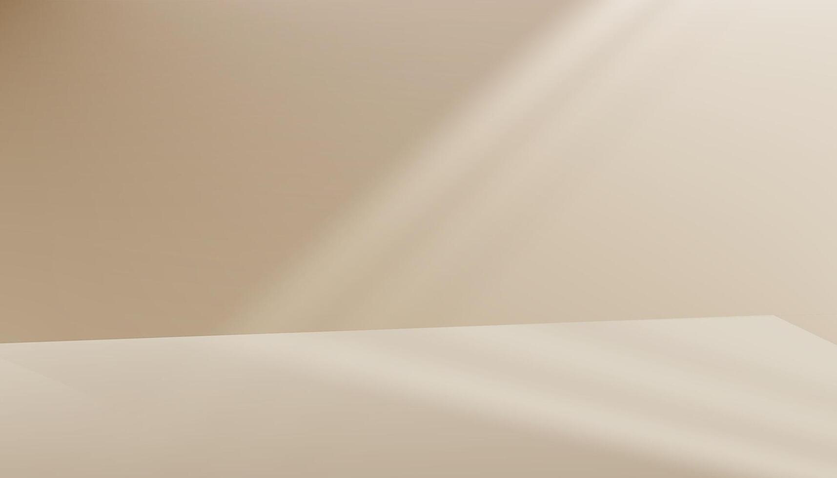 Background Beige Wall Studio Room with Light,Shadow on Table,Backdrop for Spring,Summer product presentation,Empty 3D Display Room with Stand Concept for Web Banner in Autumn,Fall Season vector