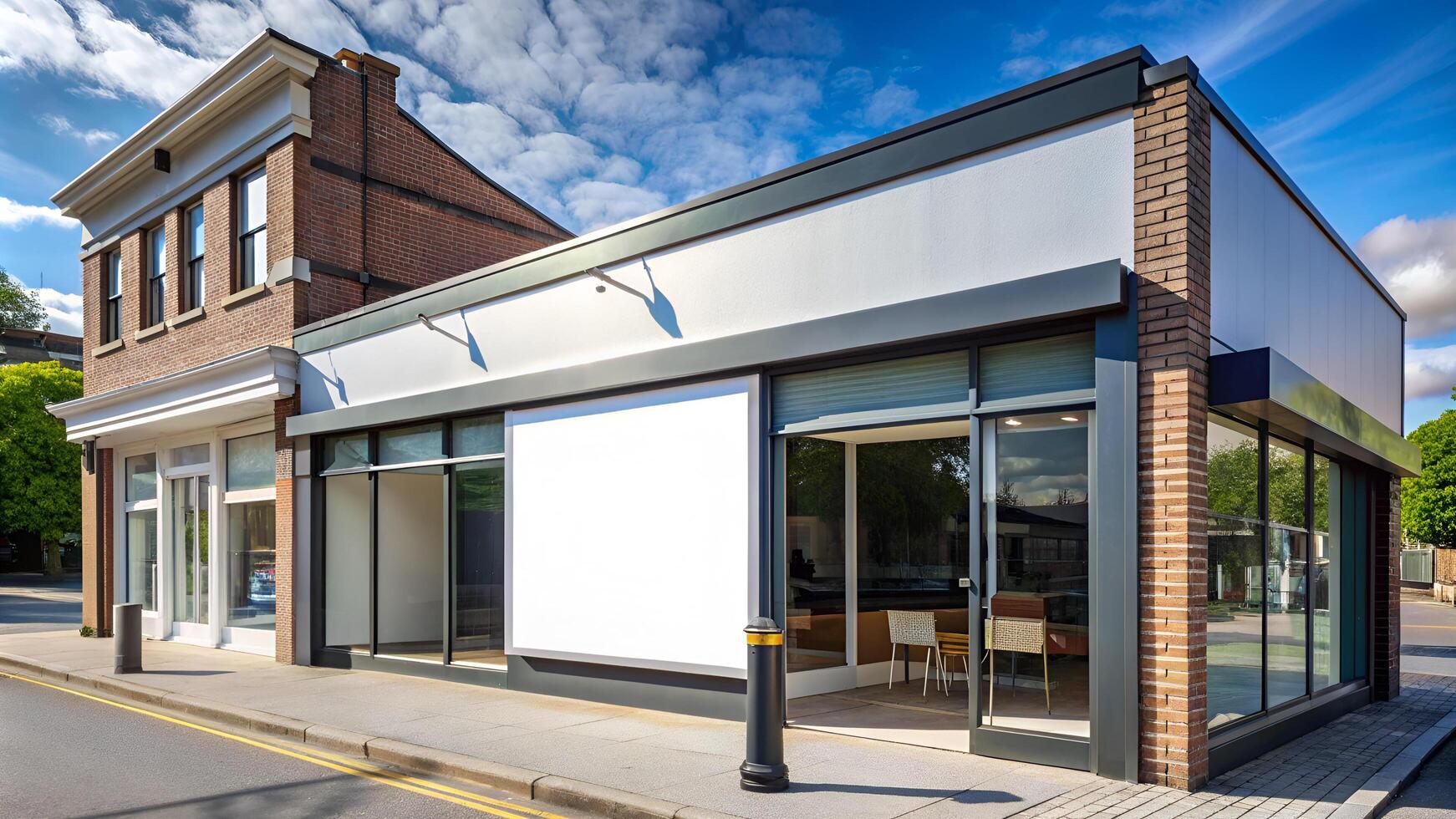 Empty Storefront with Blank Signboard photo