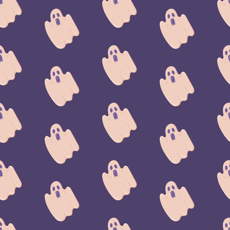 halloween elements, ghost seamless pattern, autumn cute background vector