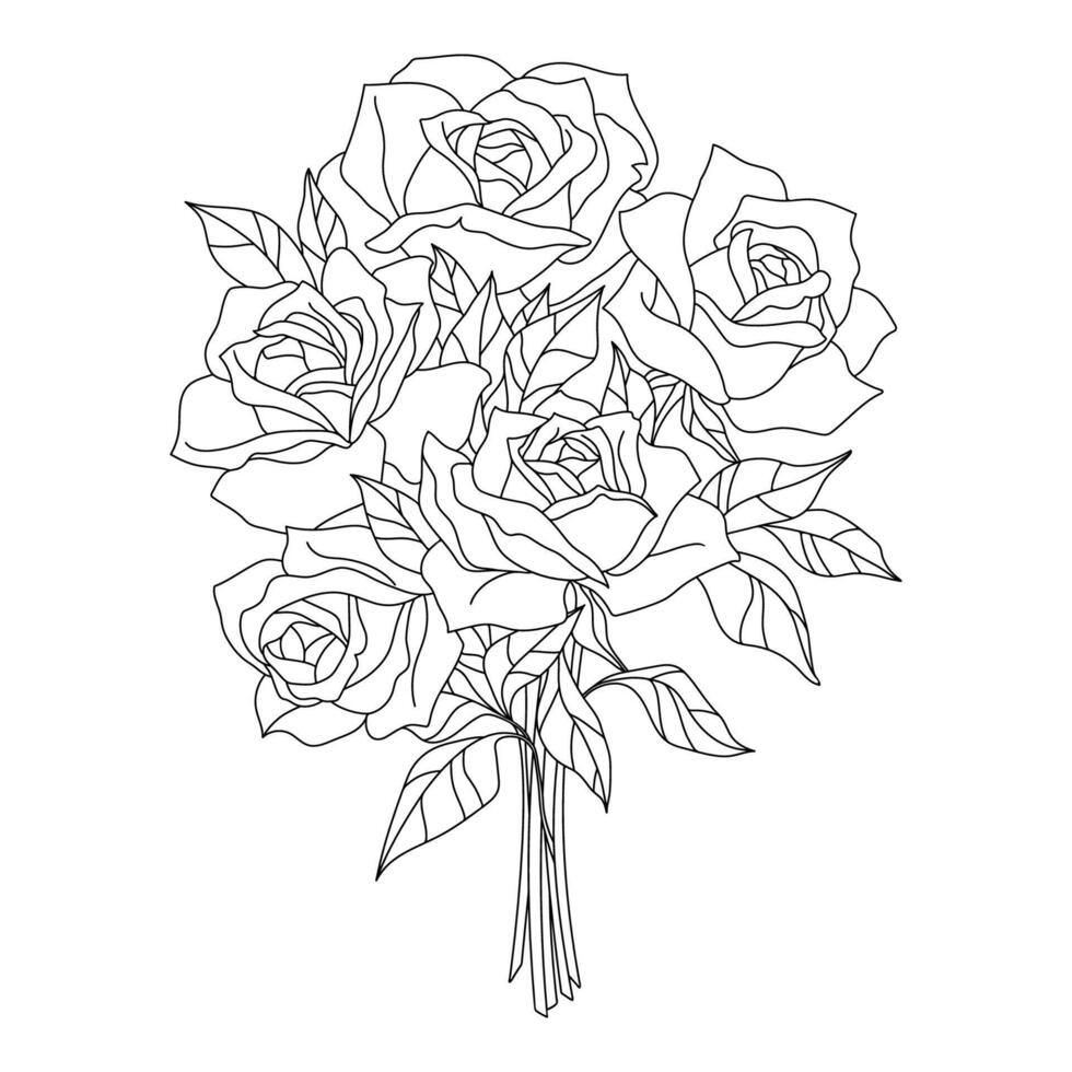 Line Drawn Bouquet of Roses vector