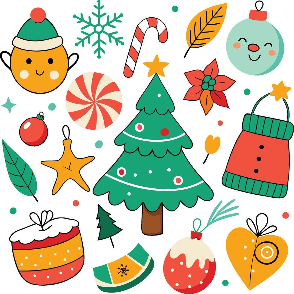 Variety Of Christmas Element Colorful Illustration vector