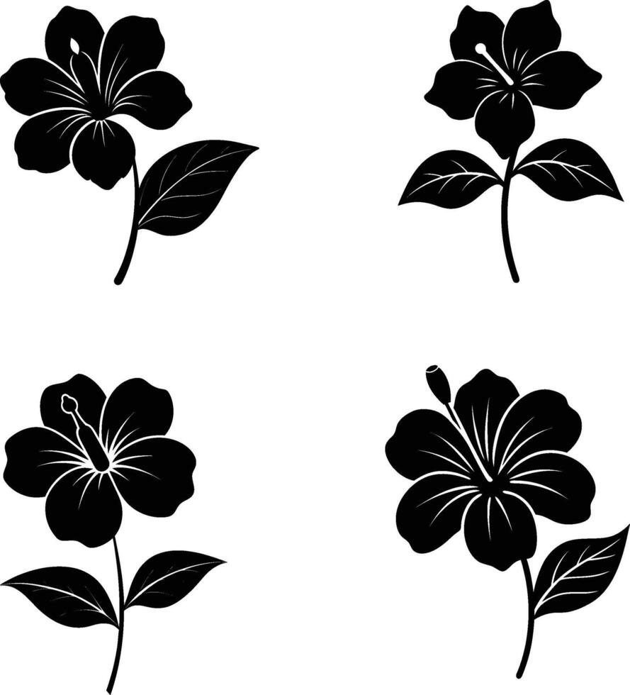 Hibiscus Flower Silhouette Illustration vector