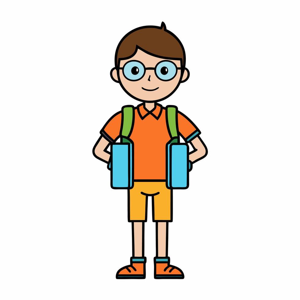 Student go to school with books illustration vector