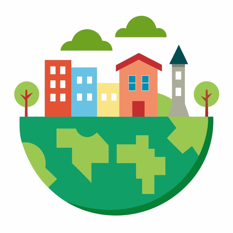 A Global Village with plants illustration vector