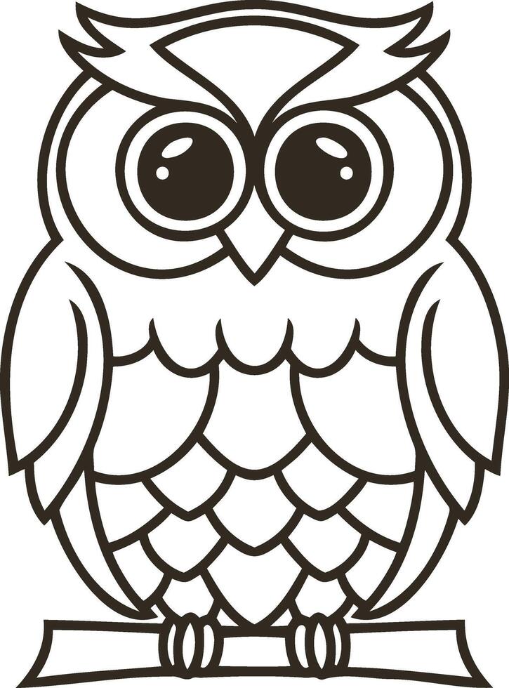 Doodle owl icon Animal art Coloring page book Sketch vector