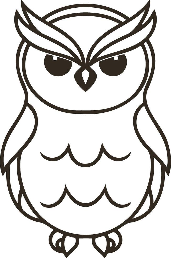 Doodle owl icon Animal art Coloring page book Sketch vector