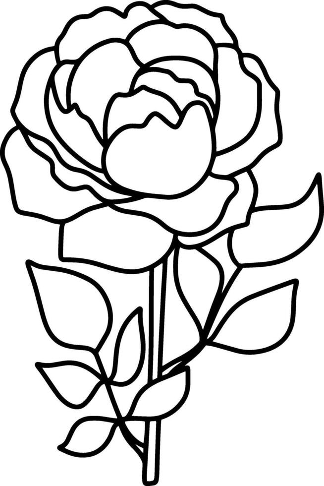 Doodle rose icon Hand drawing line art Flower sketch vector