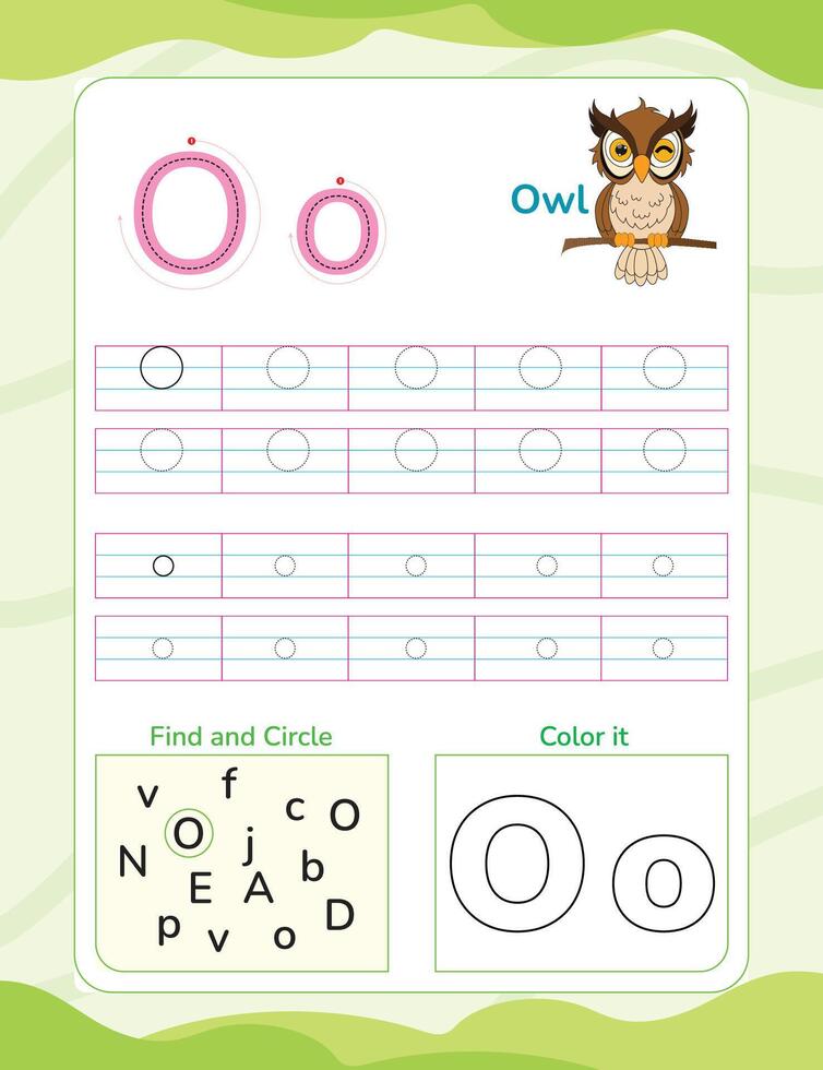 Alphabet tracing worksheet with letter and vocabulary vector