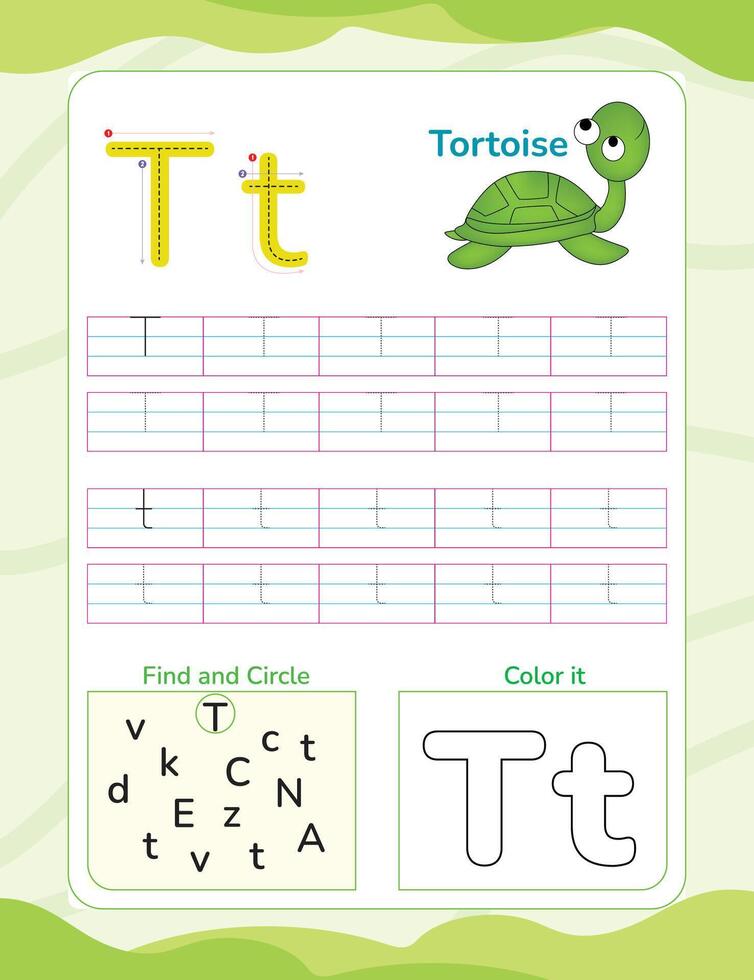 Alphabet tracing worksheet with letter and vocabulary vector