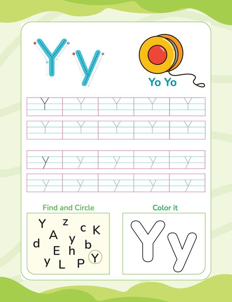 Alphabet tracing worksheet with letter and vocabulary vector