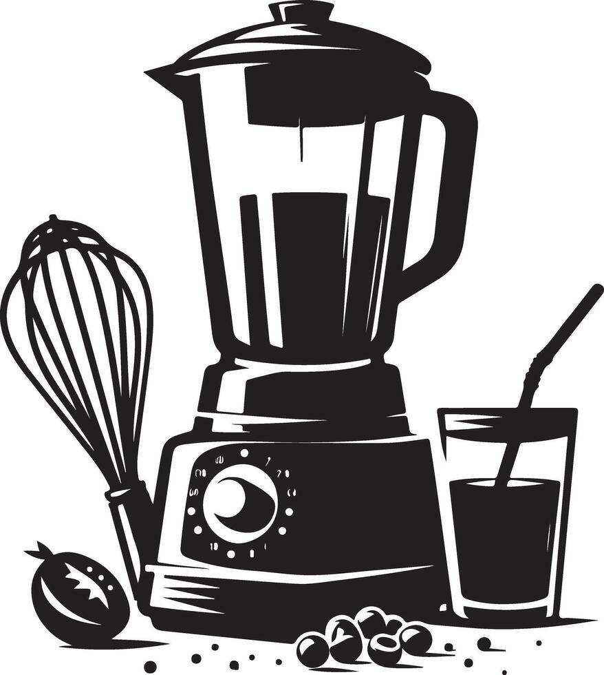 a blender with ingredients and a whisk vector