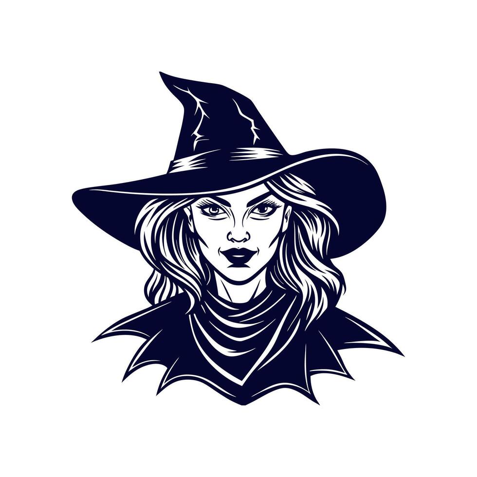 Halloween witch silhouettes Clipart illustration On a White Background vector