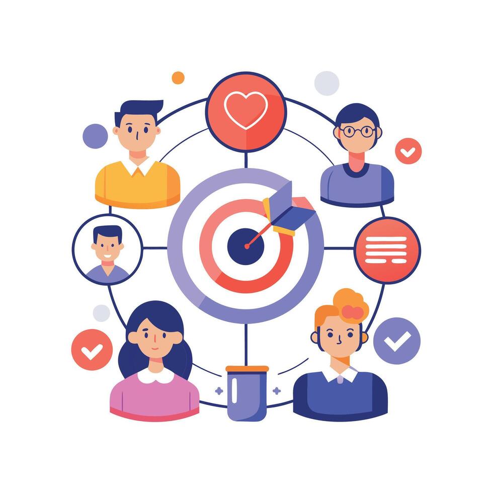 targeted segmentation and personalization flat minimalistic illustration vector