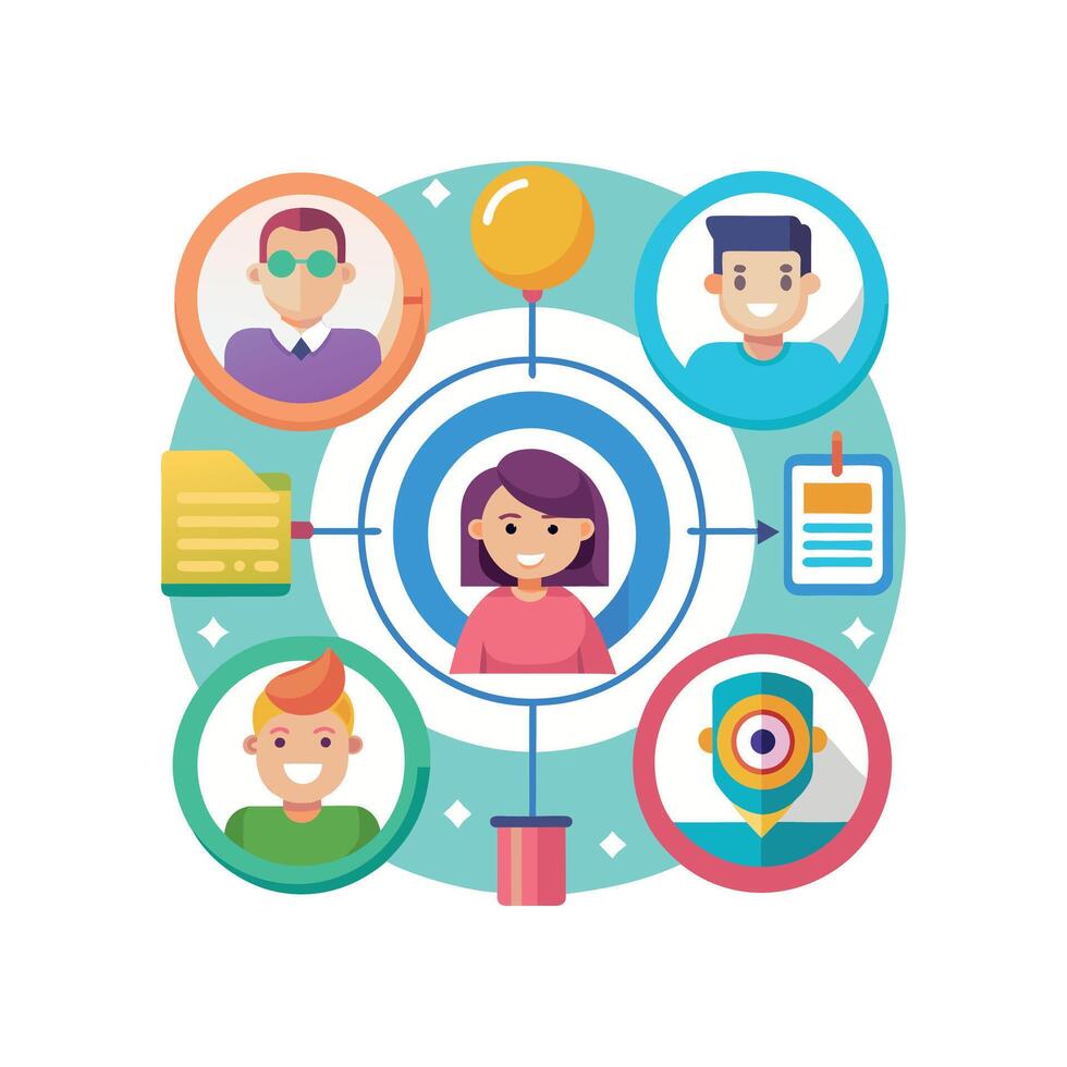 targeted segmentation and personalization flat minimalistic illustration vector