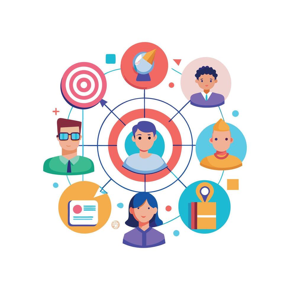 targeted segmentation and personalization flat minimalistic illustration vector