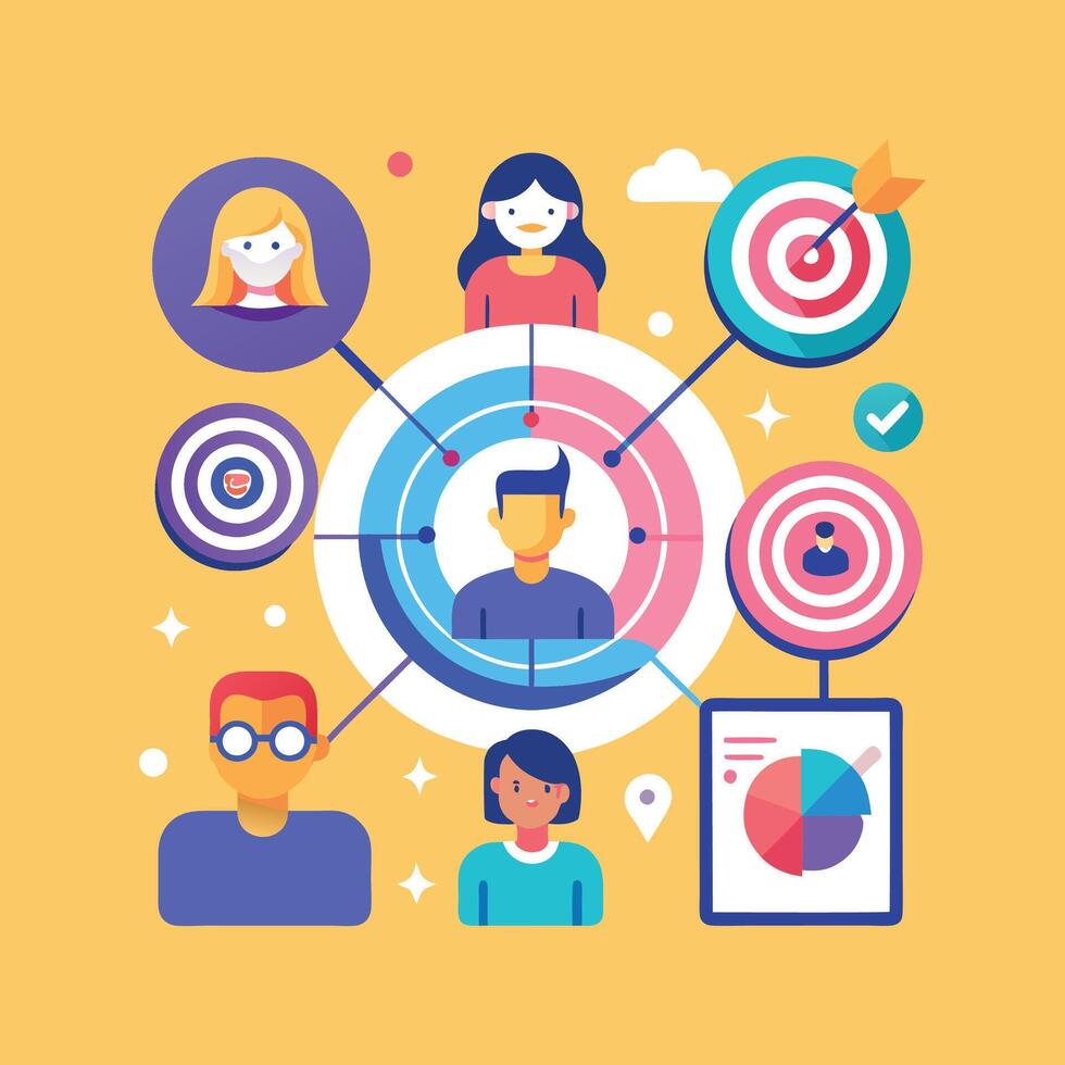 targeted segmentation and personalization flat minimalistic illustration vector