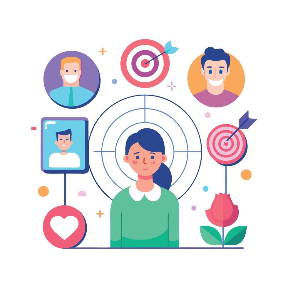 targeted segmentation and personalization flat minimalistic illustration vector