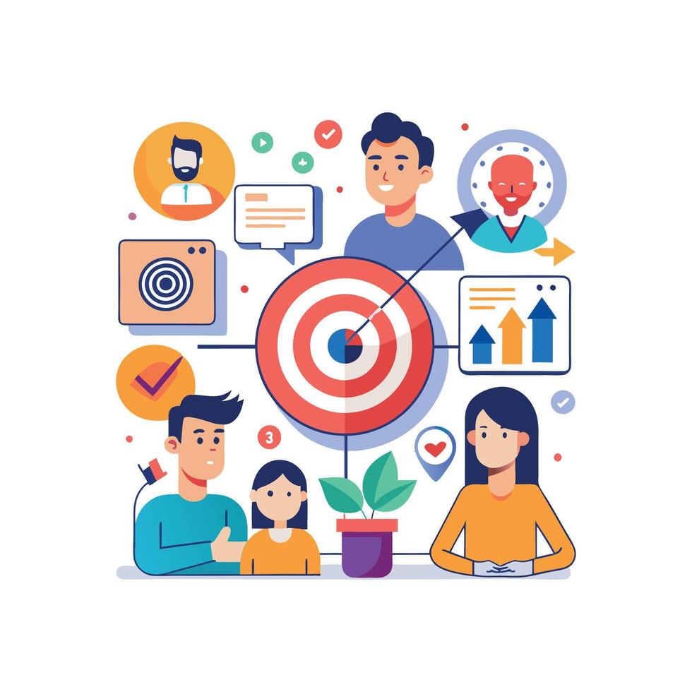 targeted segmentation and personalization flat minimalistic illustration vector