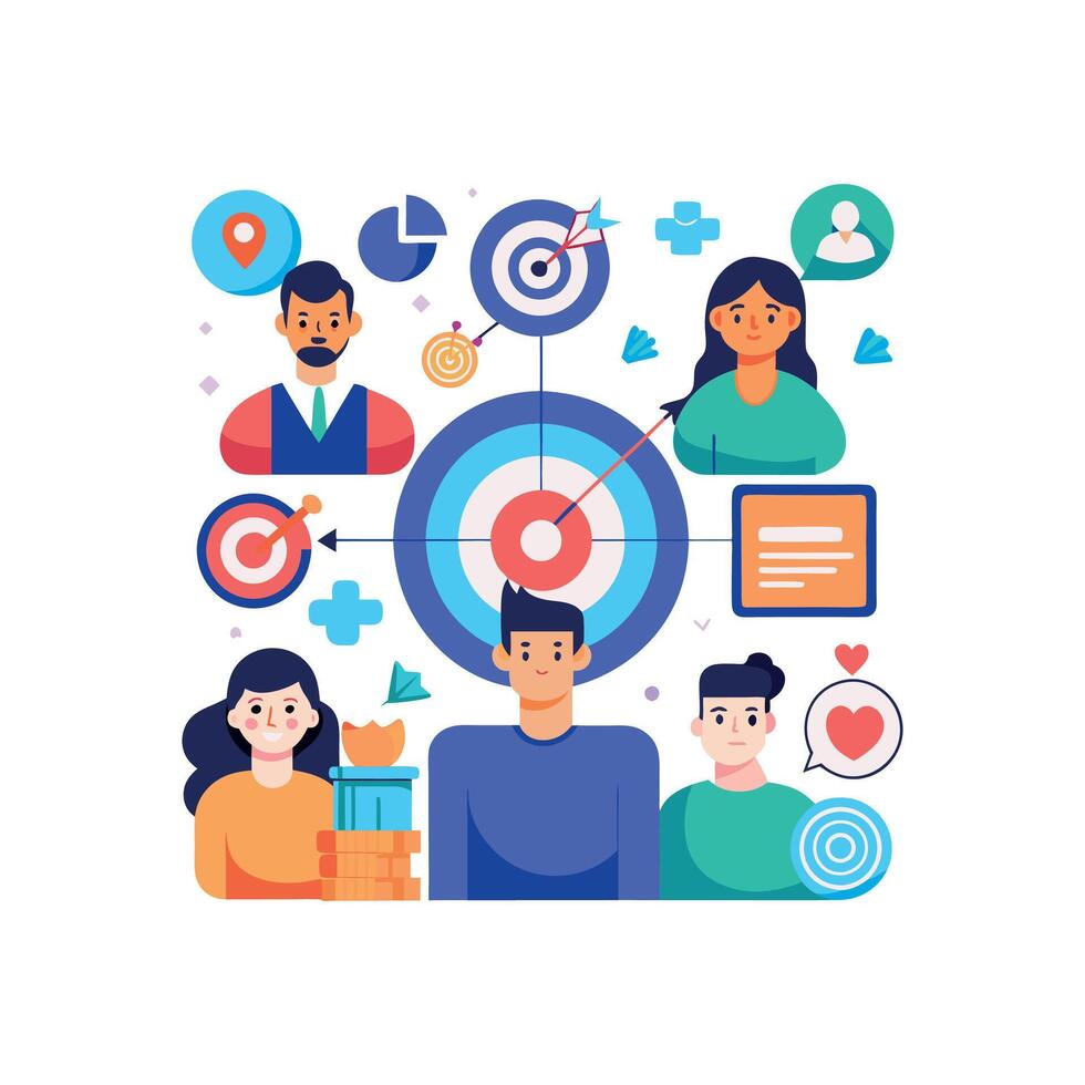 targeted segmentation and personalization flat minimalistic illustration vector