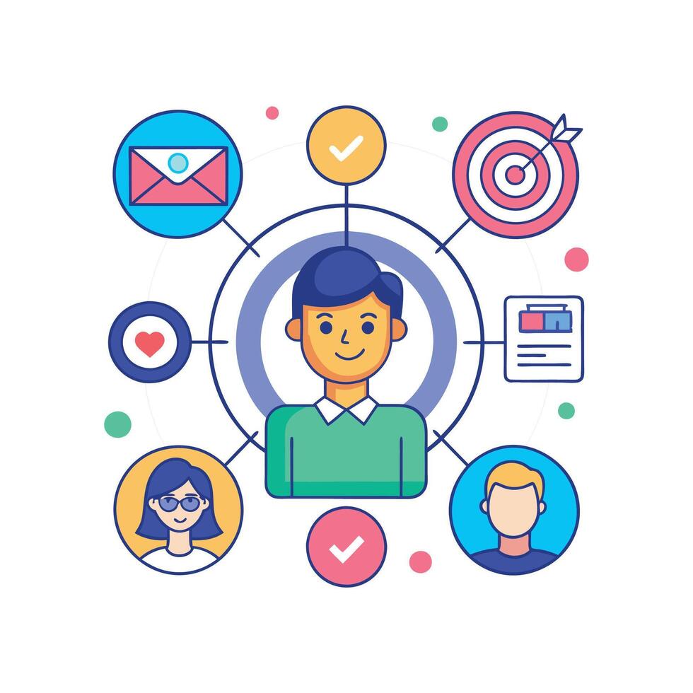 targeted segmentation and personalization flat minimalistic illustration vector