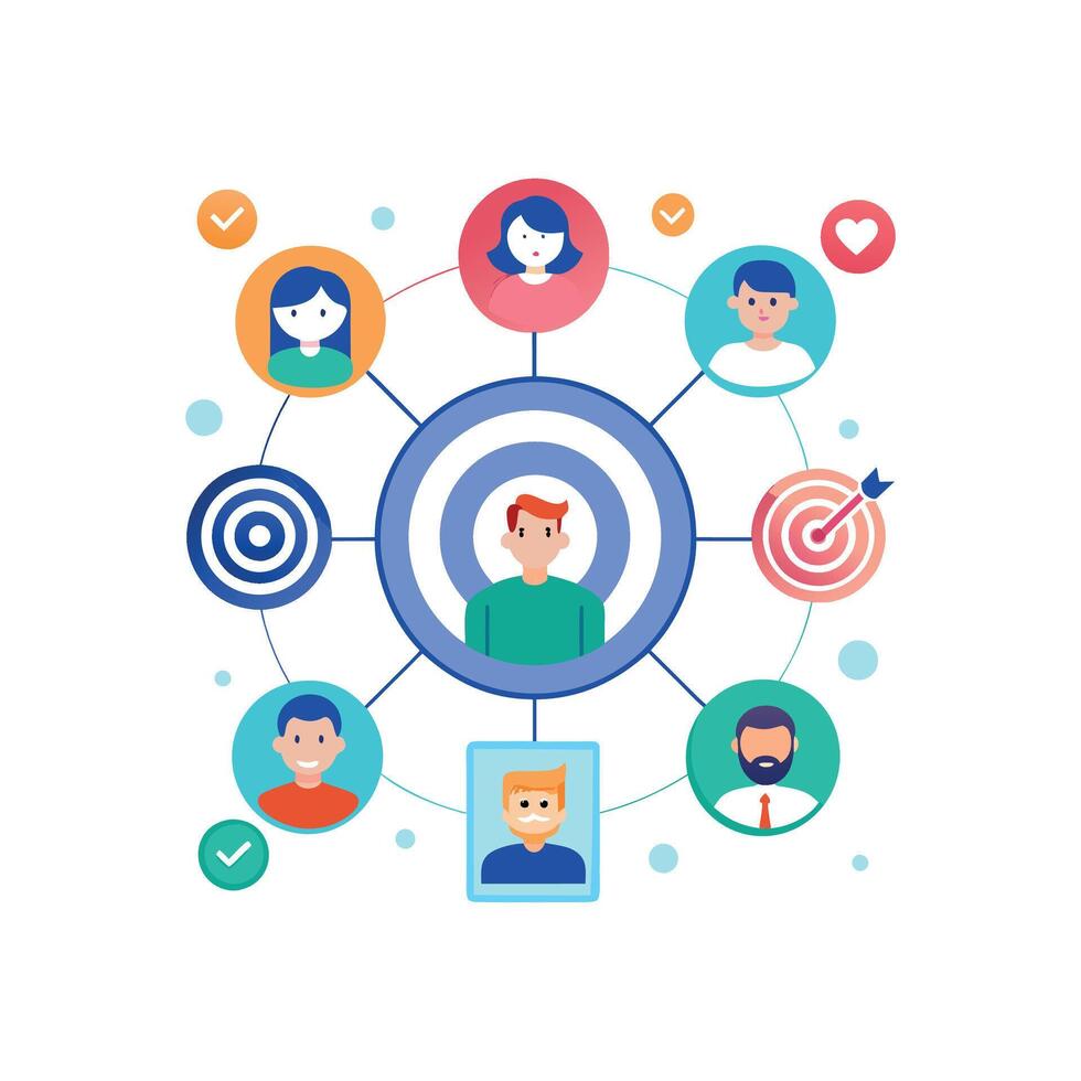 targeted segmentation and personalization flat minimalistic illustration vector