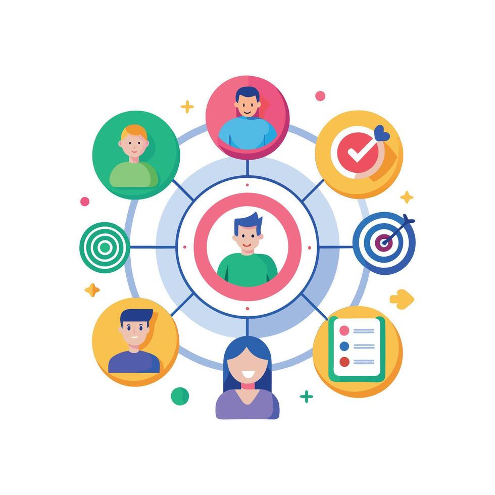 targeted segmentation and personalization flat minimalistic illustration vector
