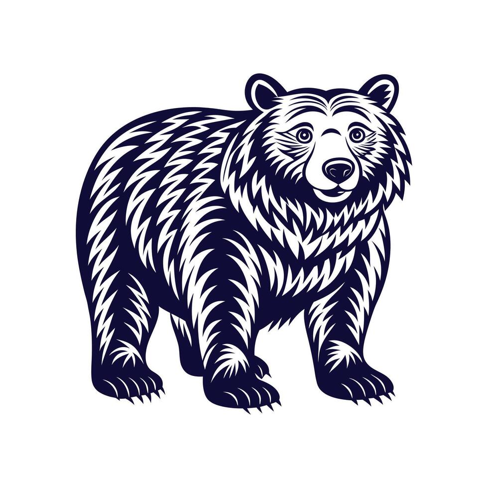 minimalist Bear Silhouette Clipart illustration On a White Background vector