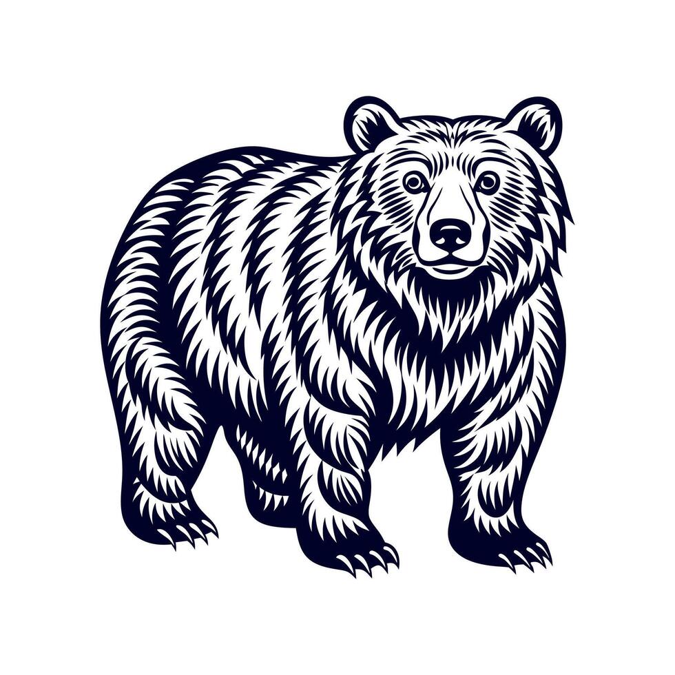 minimalist Bear Silhouette Clipart illustration On a White Background vector