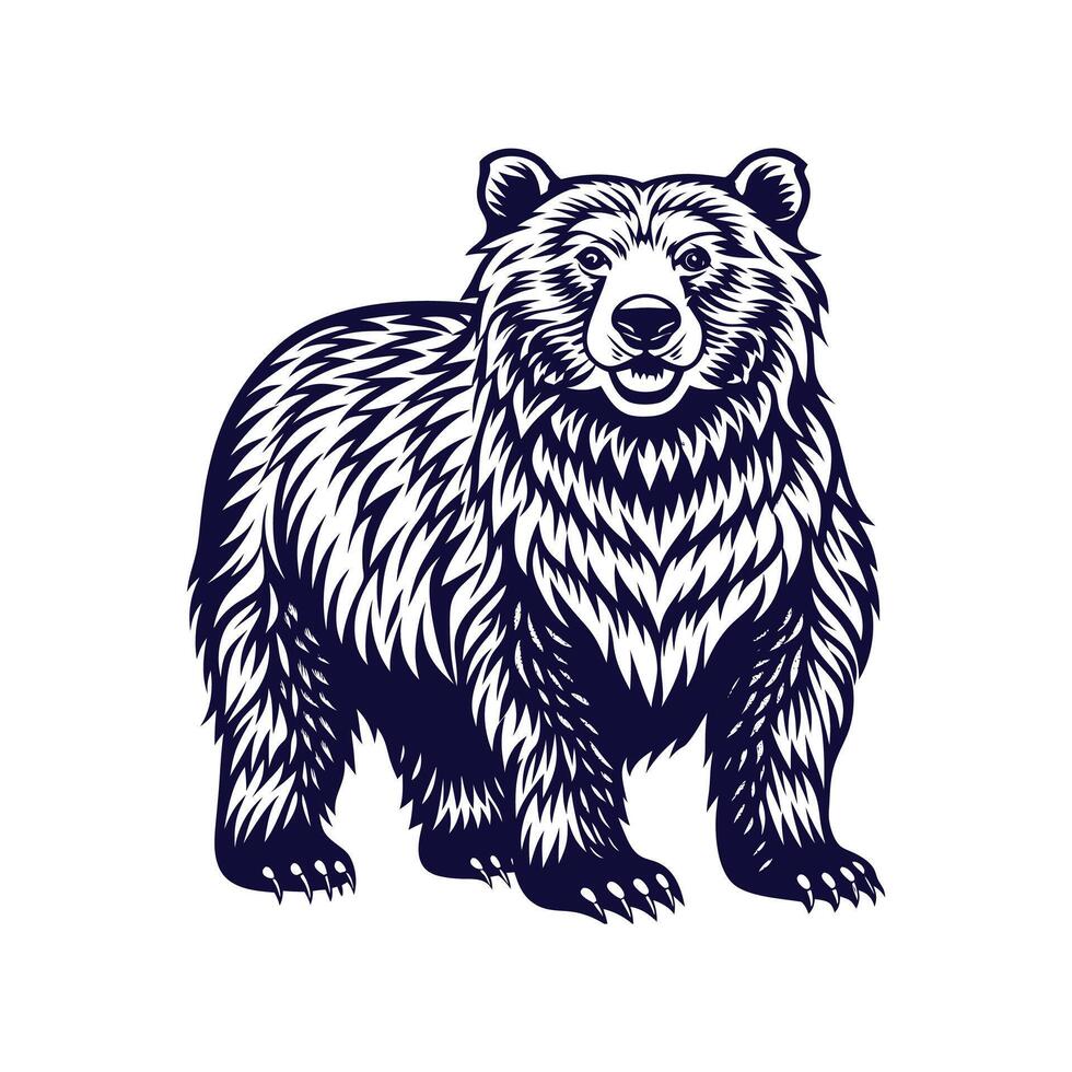 minimalist Bear Silhouette Clipart illustration On a White Background vector