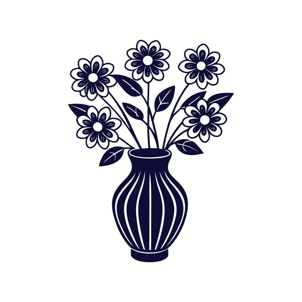 Nice Vase with flowers, simple and clean design illustration On a White Background vector
