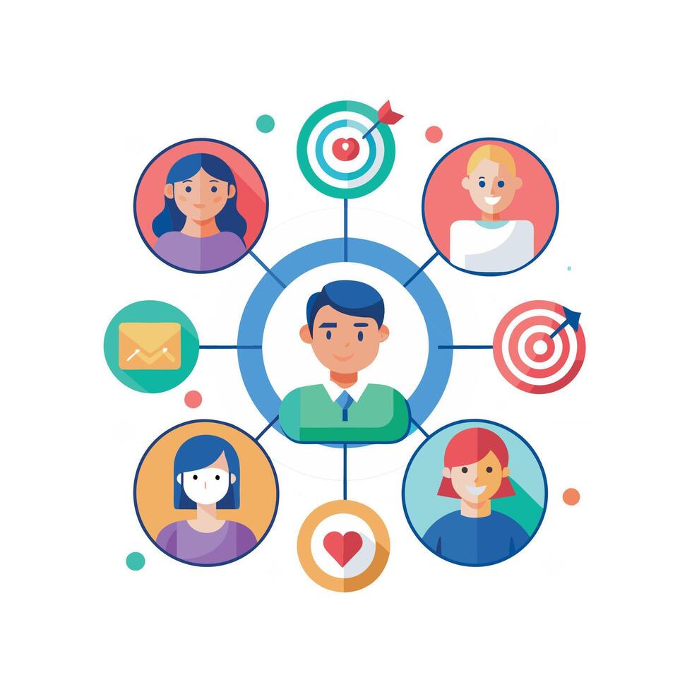 targeted segmentation and personalization flat minimalistic illustration vector