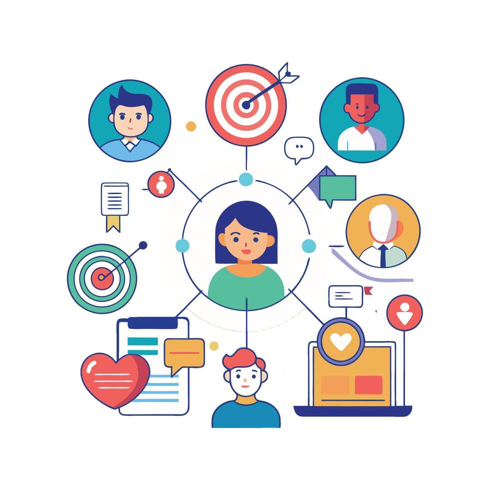 targeted segmentation and personalization flat minimalistic illustration vector