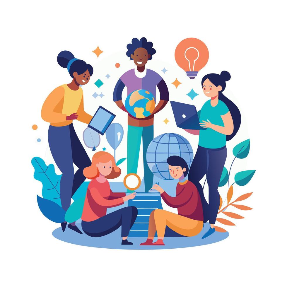 work with a variety of partners flat minimalistic illustration vector