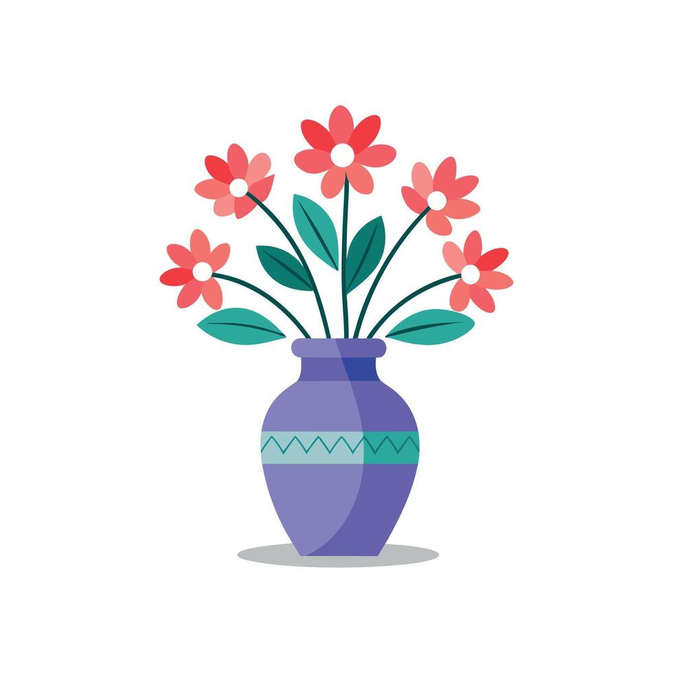 Nice Vase with flowers, simple and clean design illustration On a White Background vector