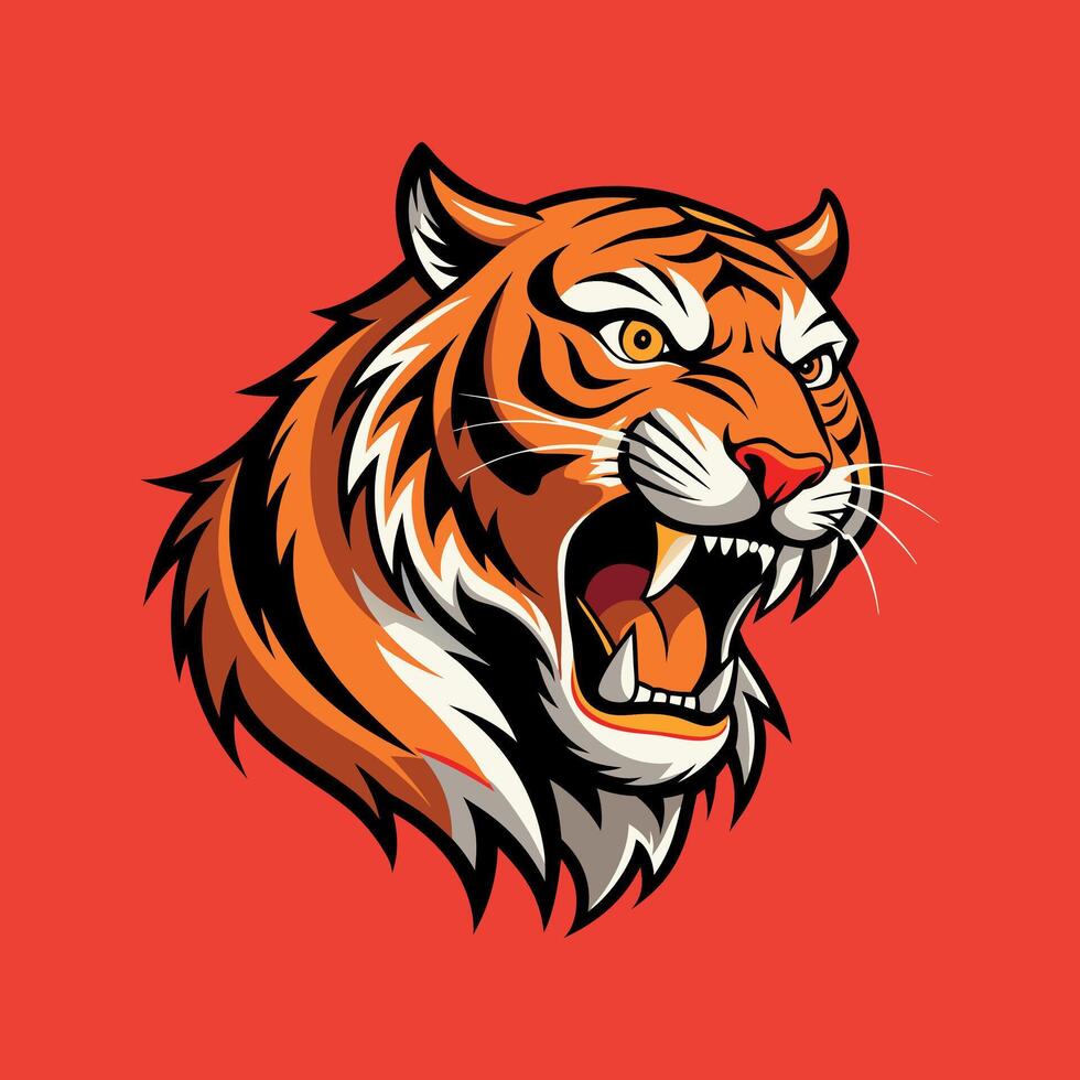 tiger head Clipart illustration On a White Background vector