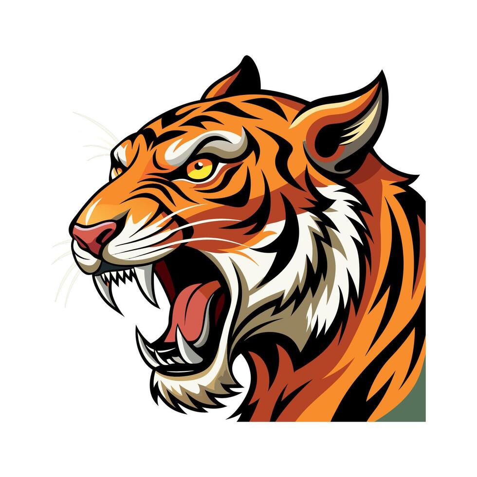 tiger head Clipart illustration On a White Background vector