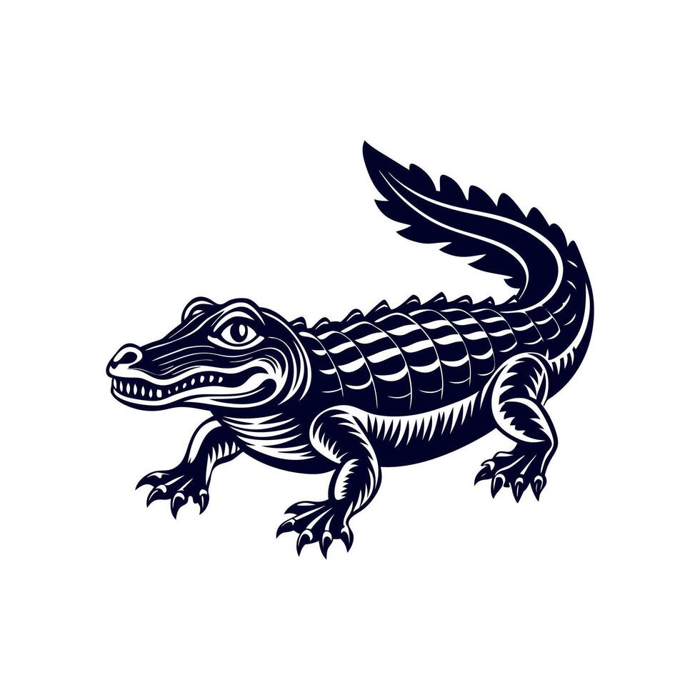Alligator Crocodile silhouettes Clipart illustration On a White Background vector