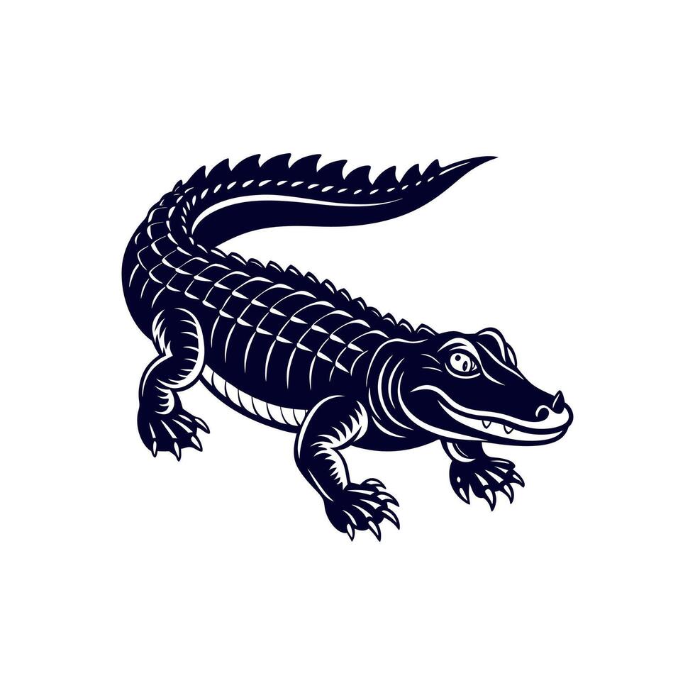 Alligator Crocodile silhouettes Clipart illustration On a White Background vector