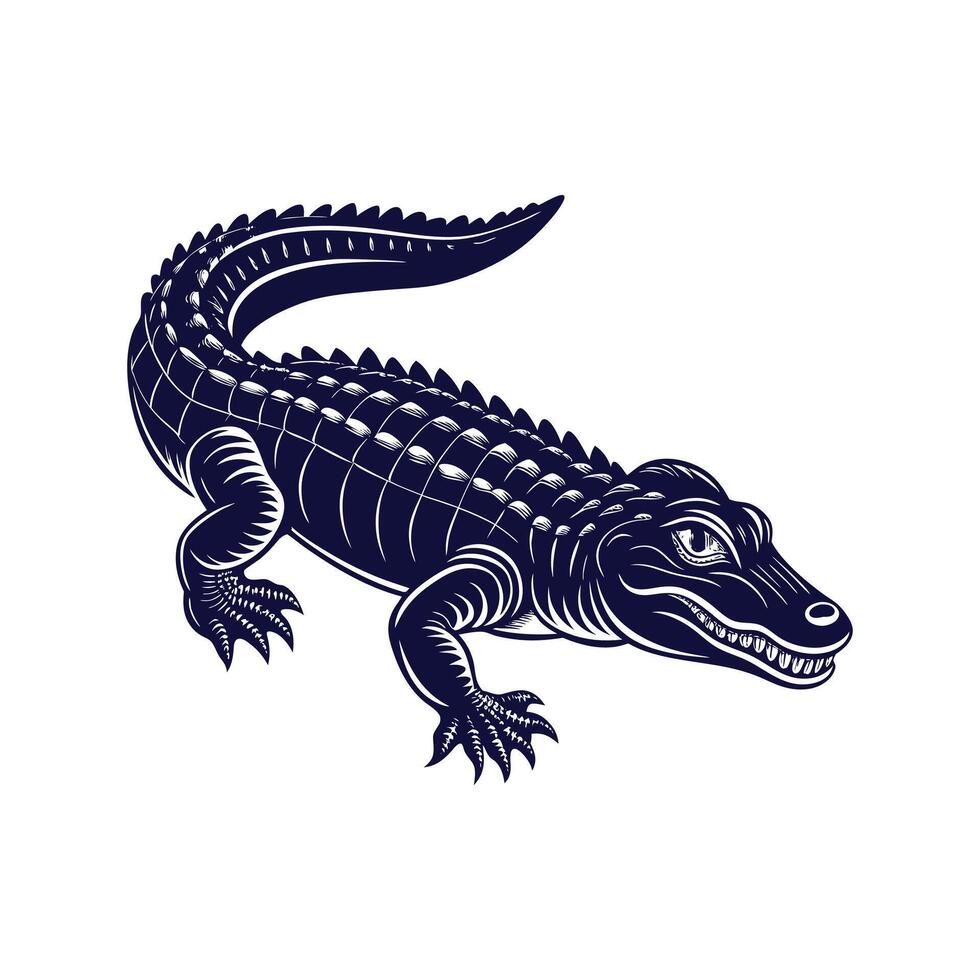 Alligator Crocodile silhouettes Clipart illustration On a White Background vector