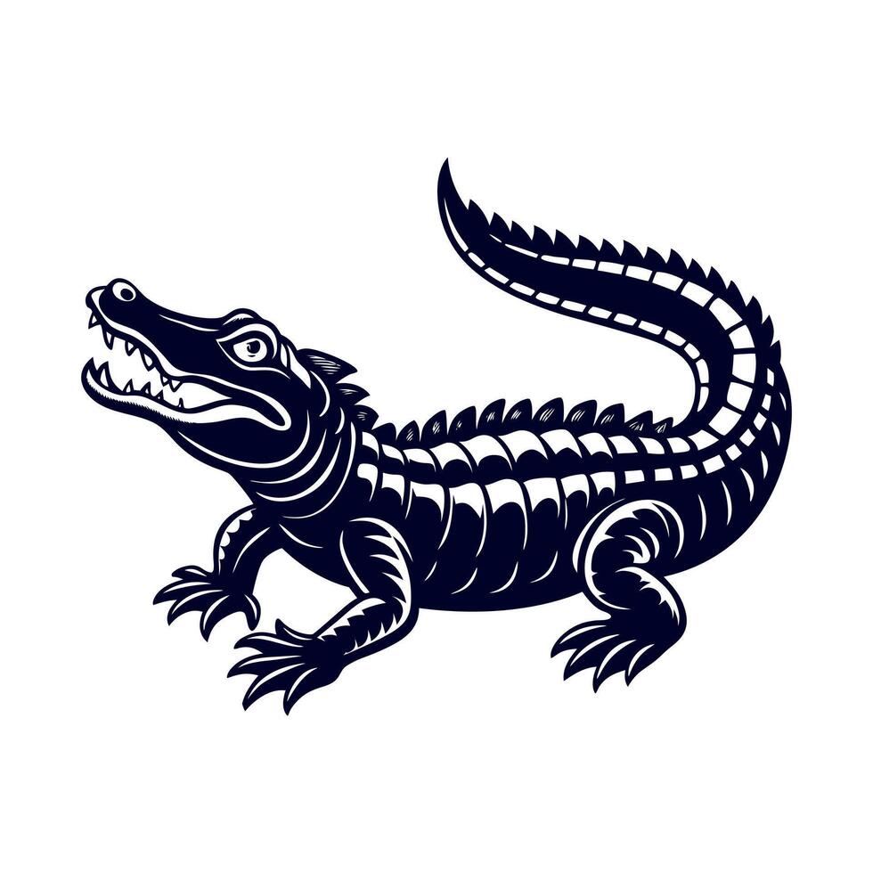 Alligator Crocodile silhouettes Clipart illustration On a White Background vector