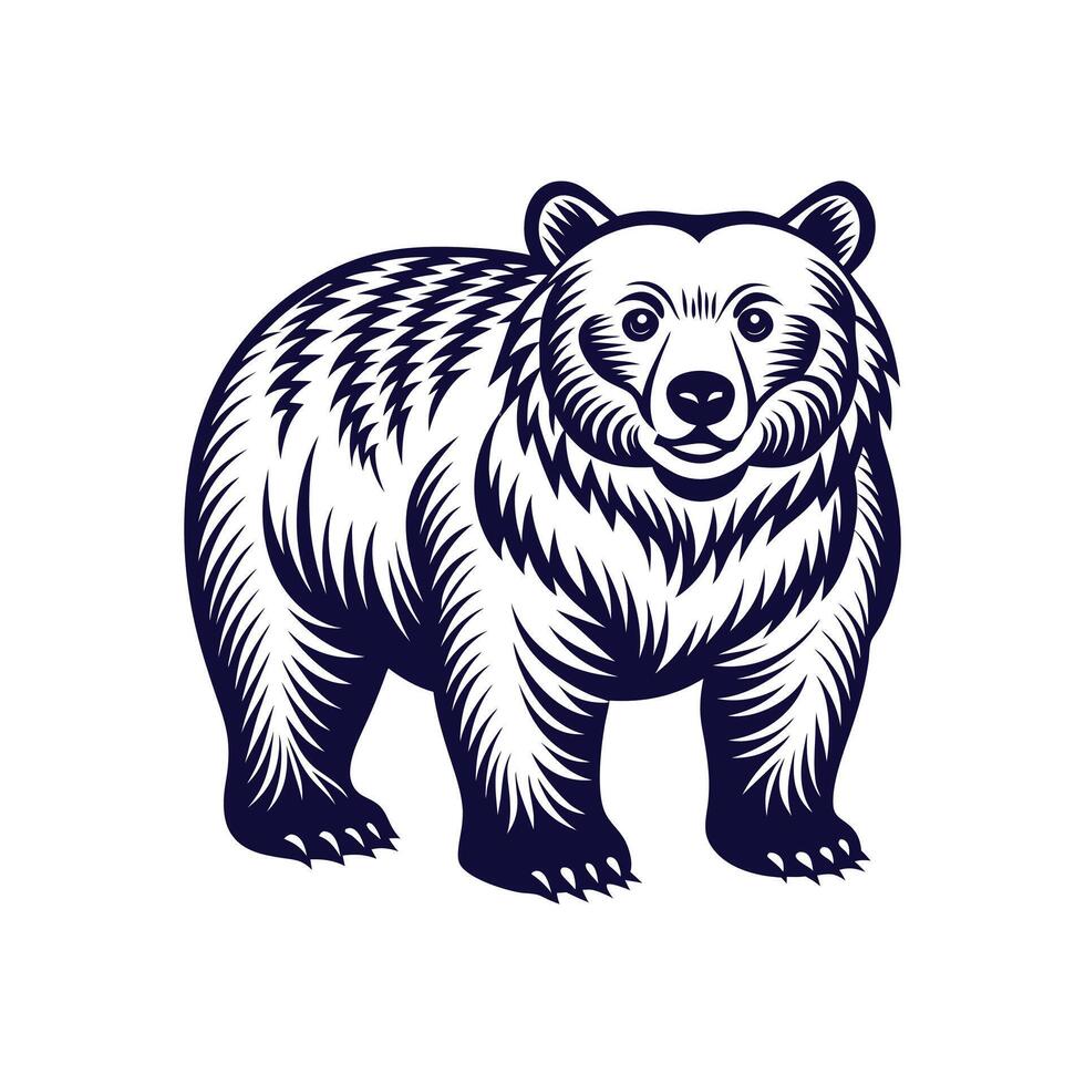 minimalist Bear Silhouette Clipart illustration On a White Background vector