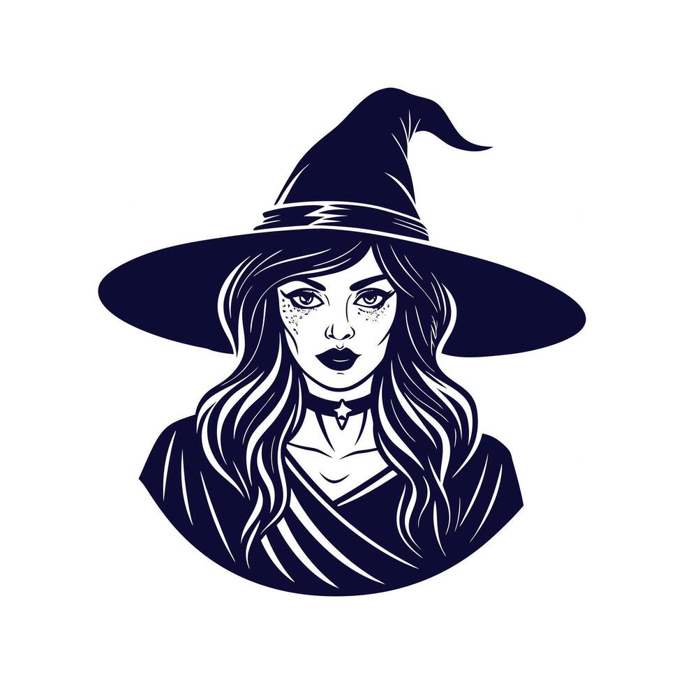 Halloween witch silhouettes Clipart illustration On a White Background vector