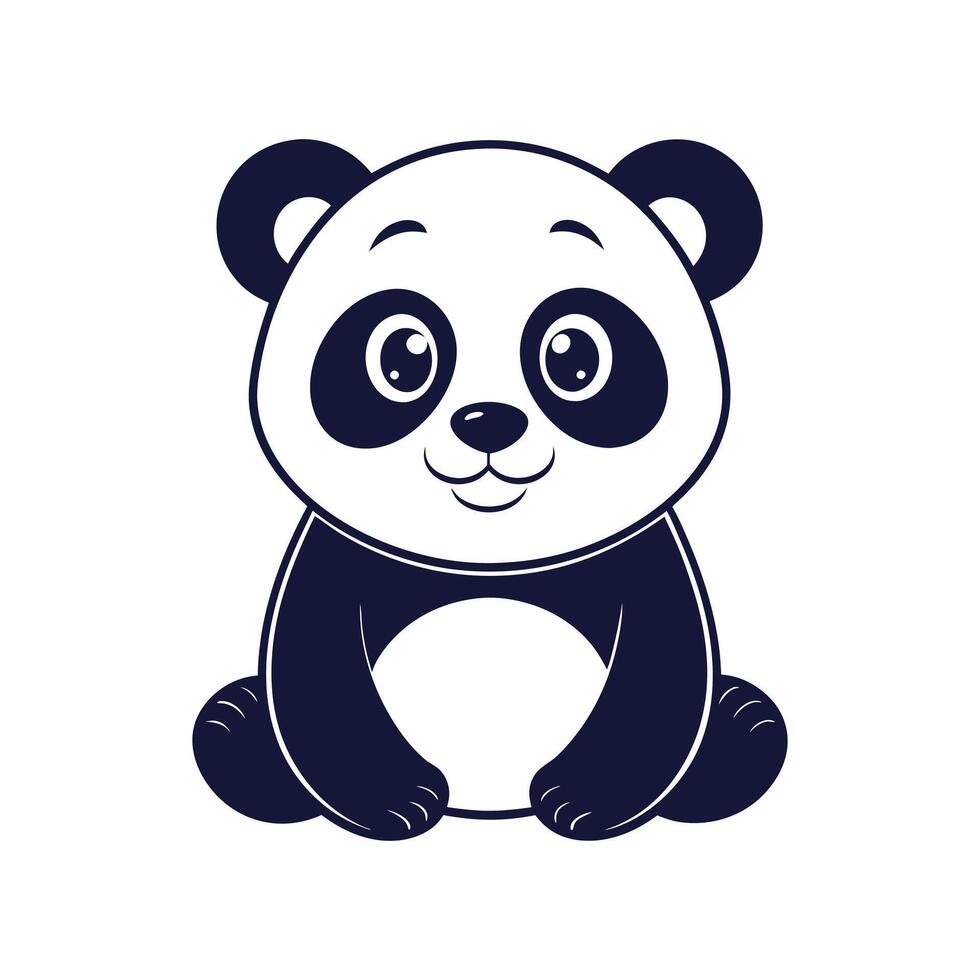 minimalist Panda Bear Silhouette Clipart illustration On a White Background vector