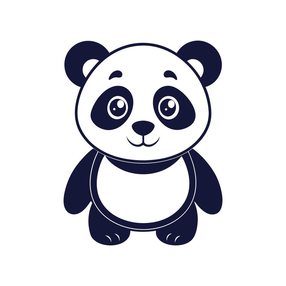 minimalist Panda Bear Silhouette Clipart illustration On a White Background vector