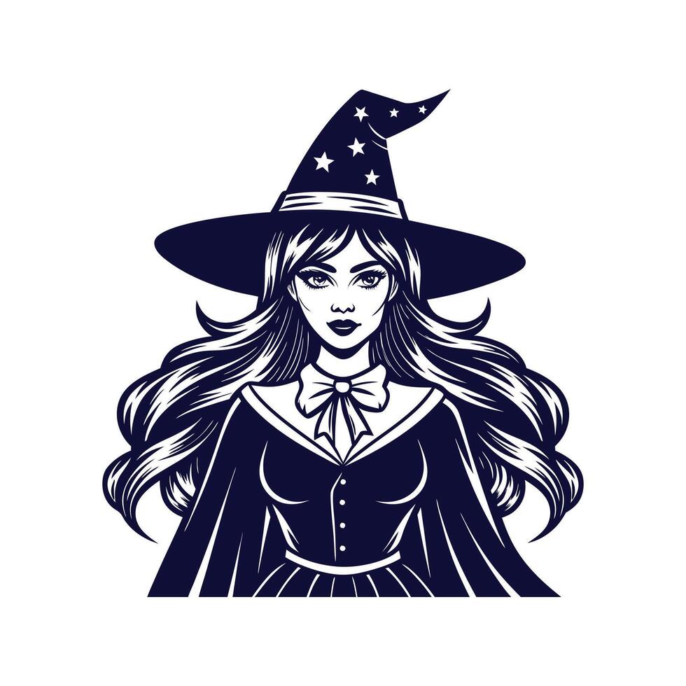 Halloween witch silhouettes Clipart illustration On a White Background vector